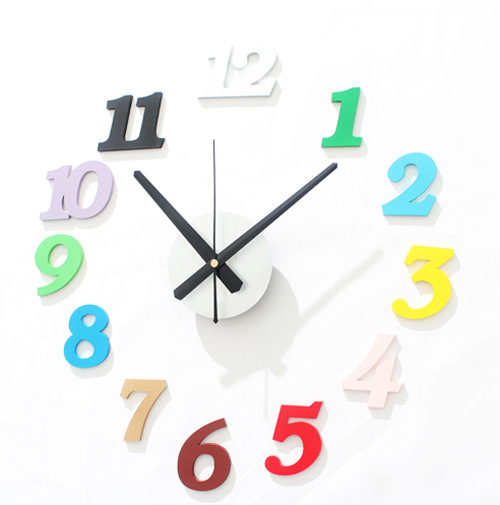 热销款 趣味diy时钟 时尚创意挂钟表 diy彩色数字组合钟 静音