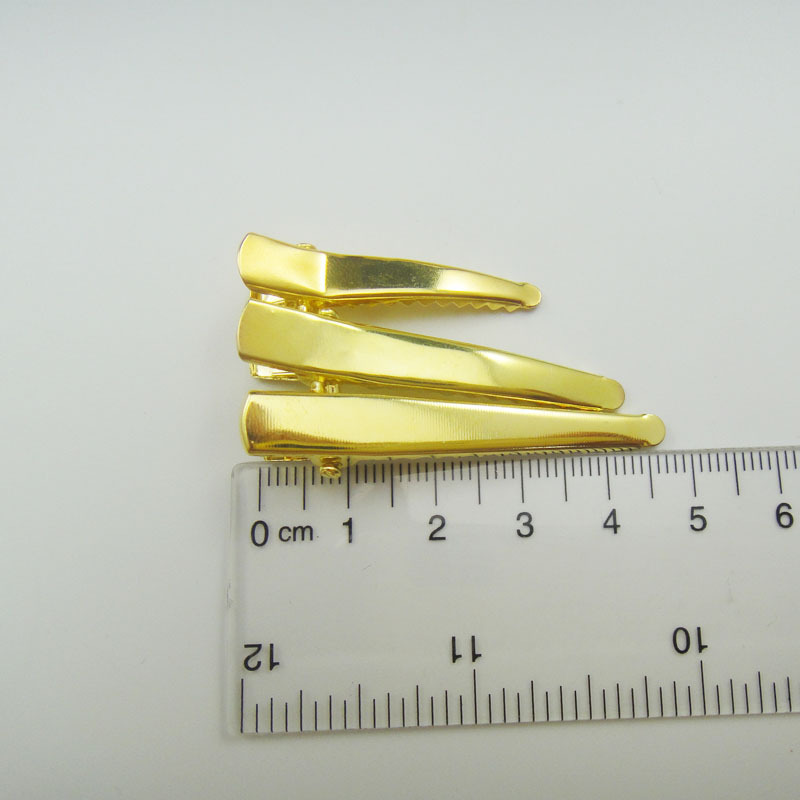 3.5/4.5/5cm仿金色尖头鸭嘴夹电镀发夹平面铁夹子鳄鱼夹