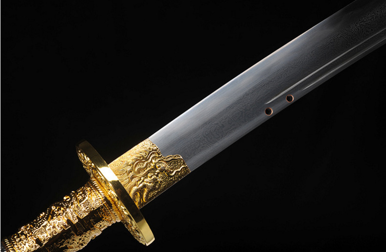 一件代发龙泉刀剑高档花纹钢烧刃康熙战刀宝刀收藏未开刃可定制