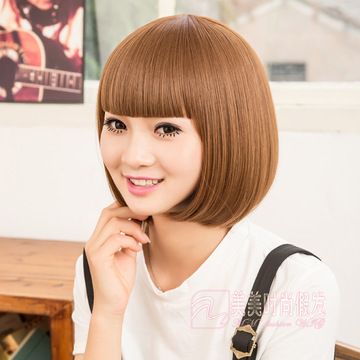 假发女短发 直发学生头bobo头波波头蘑菇头韩国修脸发套斜齐刘海