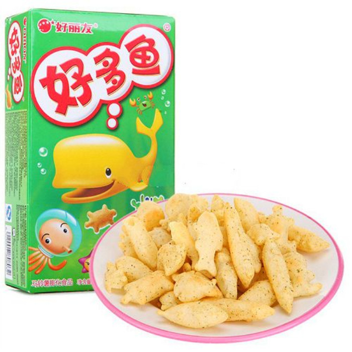 orion/好丽友 非油炸好多鱼松脆小饼干儿童零食整箱30盒