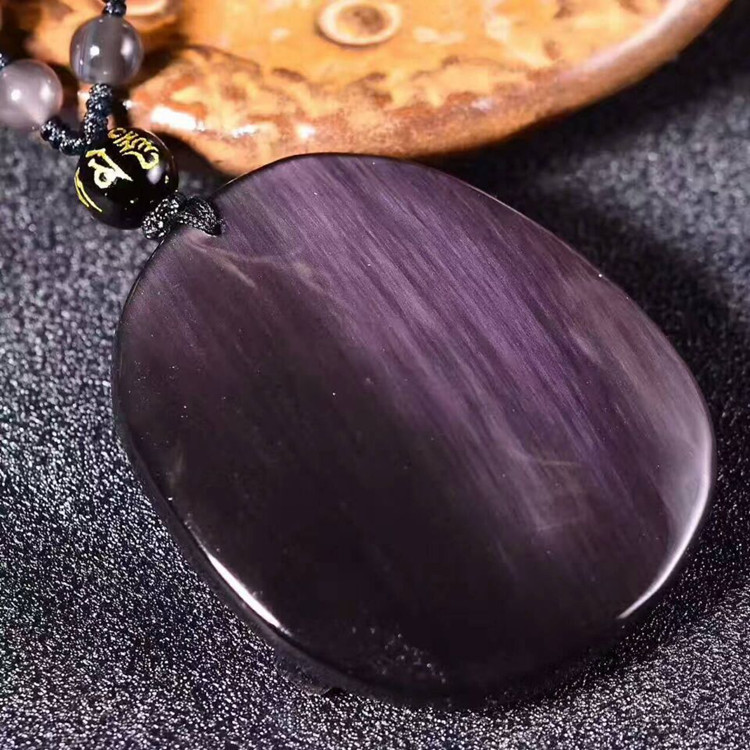 富发 天然冰彩黑曜石麒麟吊坠 招财转运 项坠批发 民族风饰品