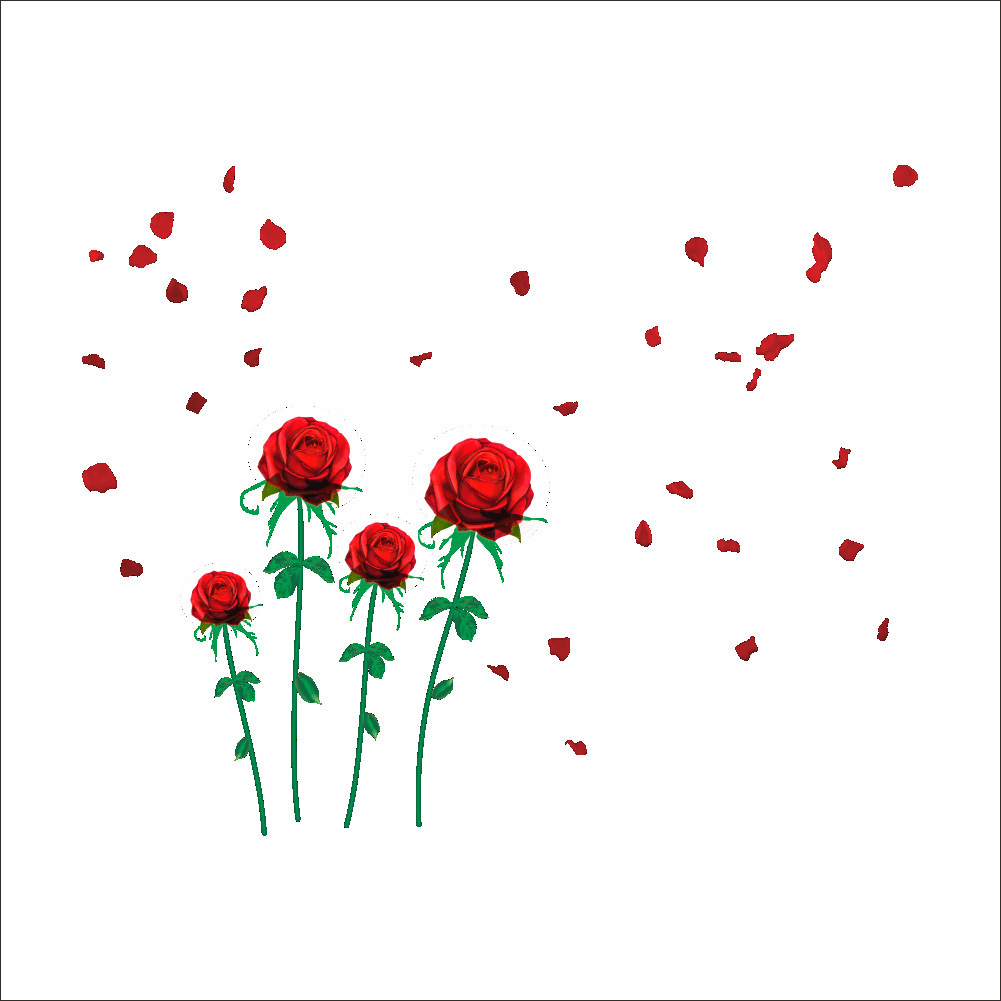 zy055新款玫瑰花客厅卧室背景墙贴纸外贸批发防水可移除