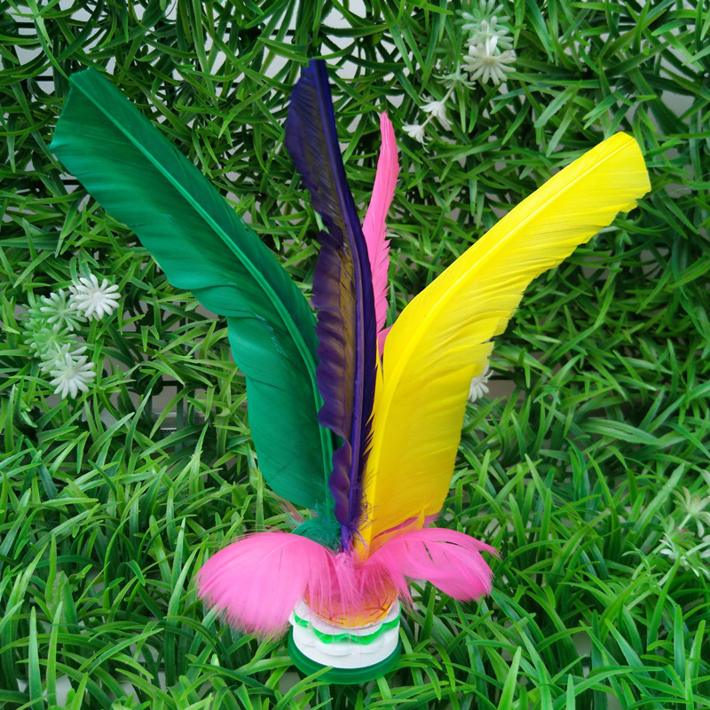 鹅毛毽子儿童羽毛毽子批发彩色四毛大花毽子加厚底健身用定制毽球