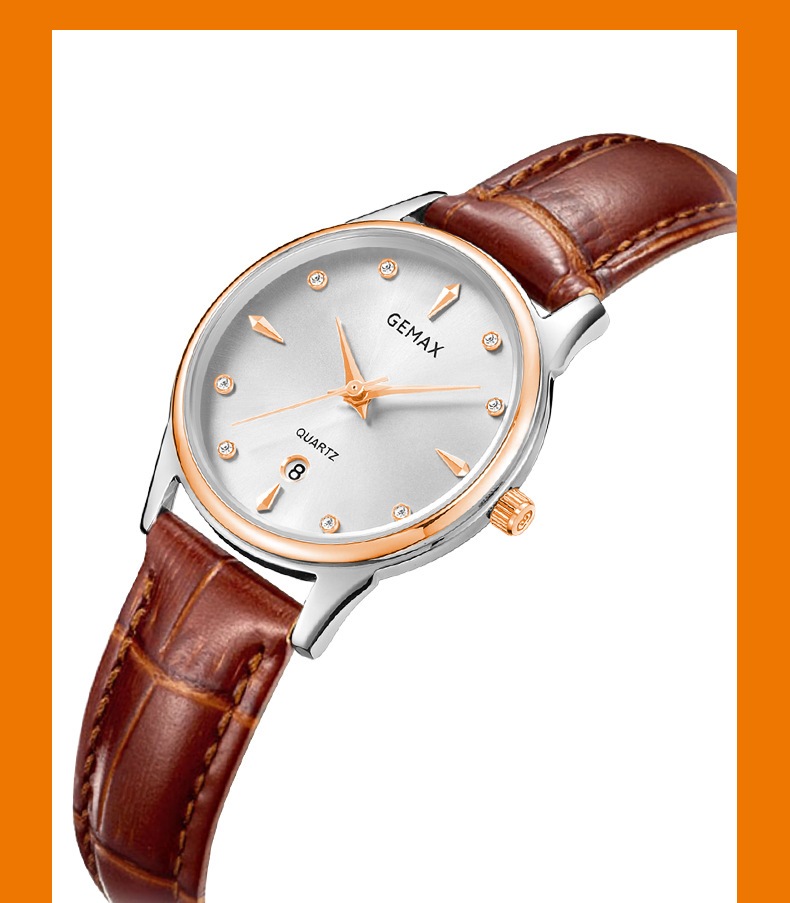 gemax/格玛仕 皮带款防水石英表 手表女士时尚品牌纤薄腕表 2198