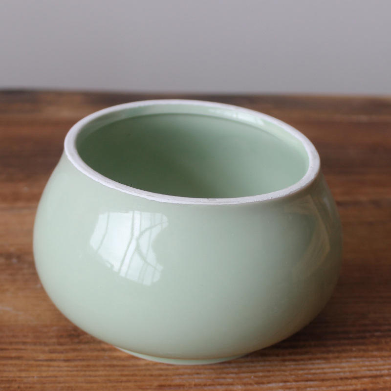 遐思处理白瓷盆创意无孔多肉陶瓷花盆水培植物陶瓷容器陶盆水培盆