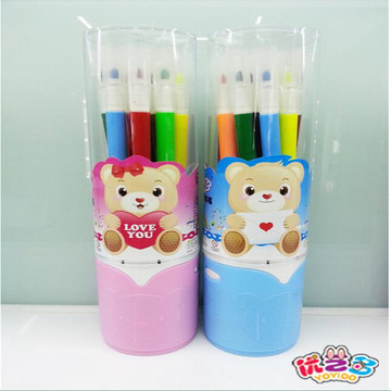 筒装12色儿童绘画可水洗 彩笔套装涂鸦苗条型幼儿绘画用品