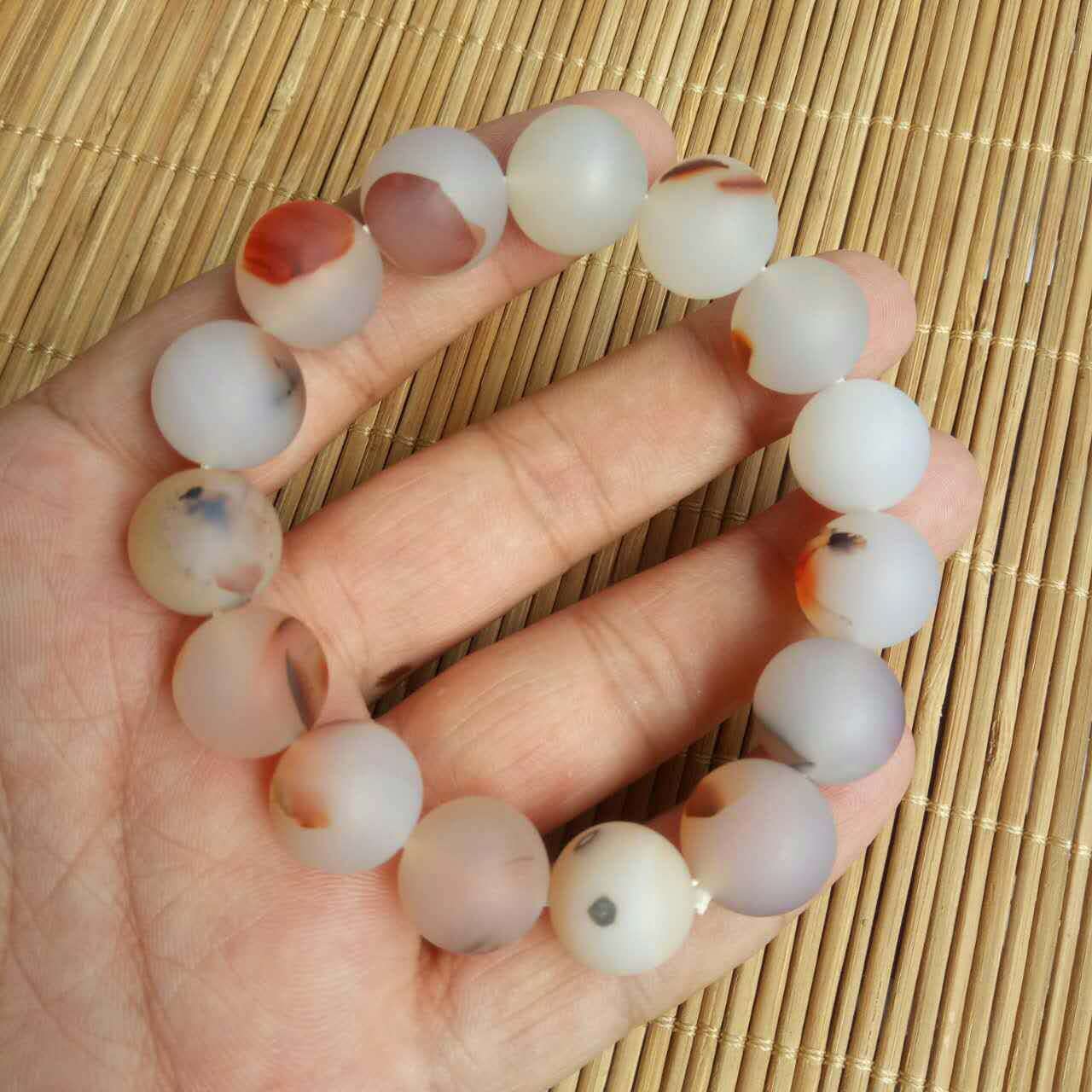 供应 马达加斯加海洋玉髓手串 磨砂玛瑙手链 风景玉髓手链