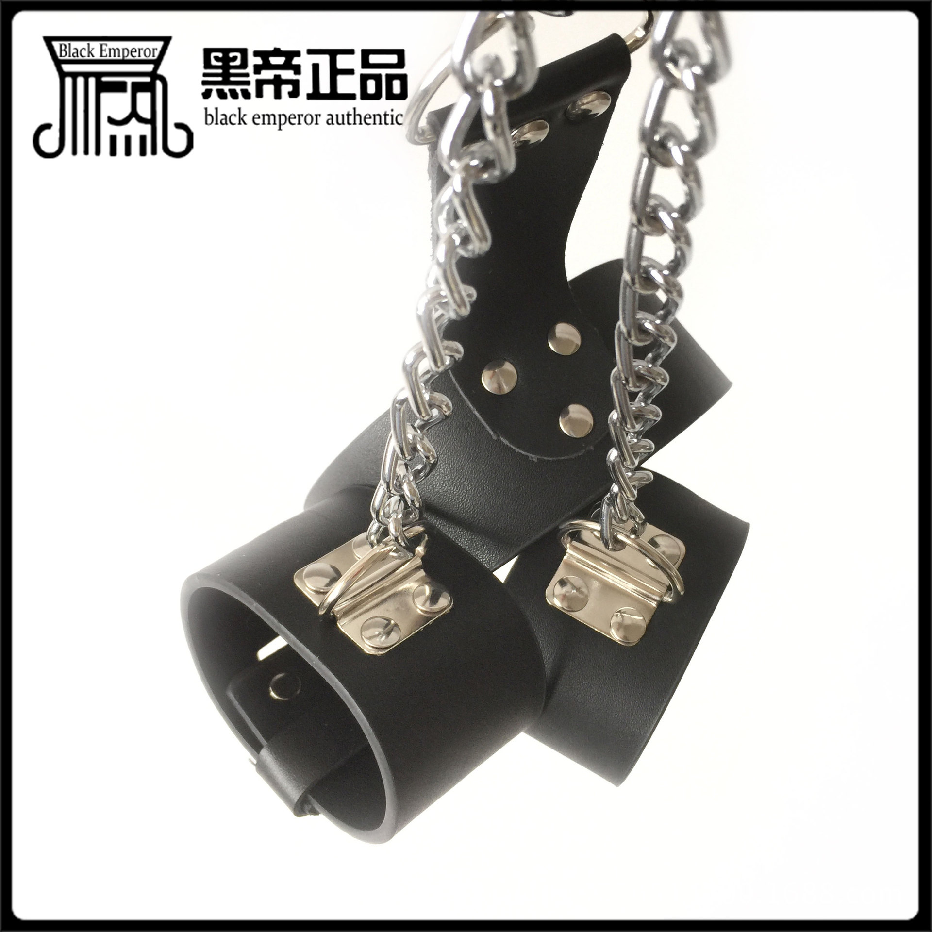 黑帝厂家连颈手铐a皮革手铐狗奴束缚情趣用品