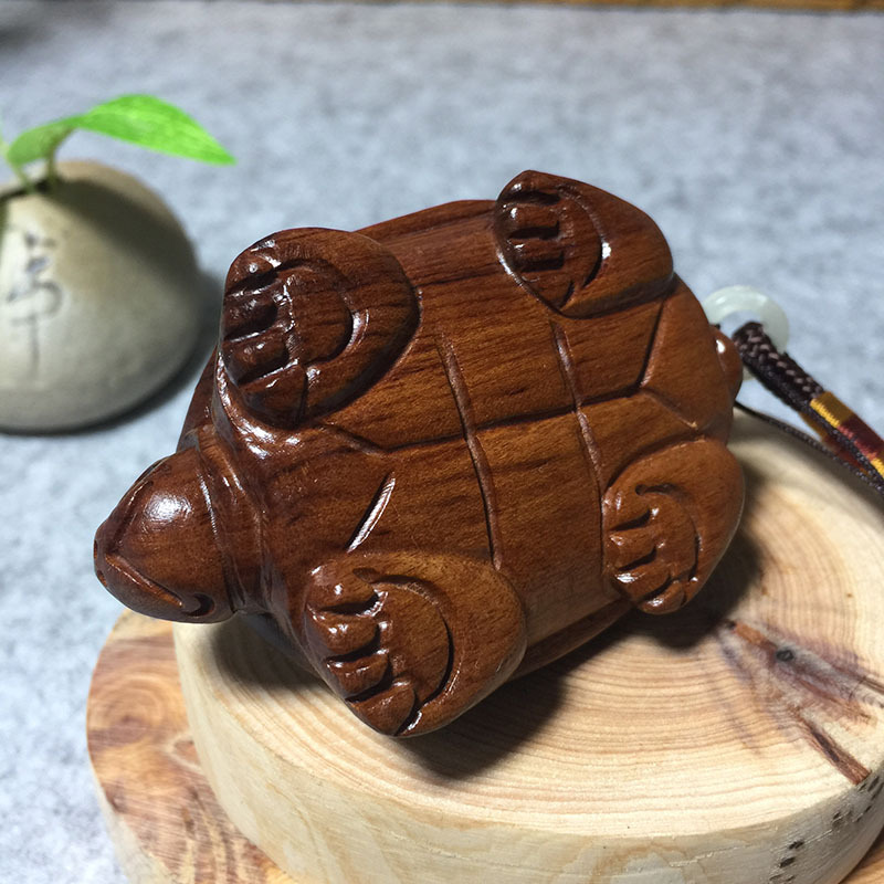 弥勒福 越南老挝黄花梨手把件雕刻乌龟 木雕挂件红木小件工艺品