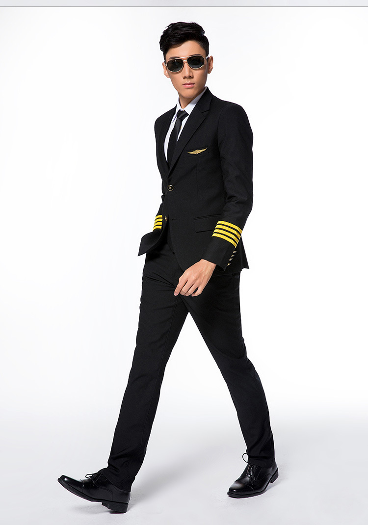 空少制服外套男飞行员服装机长制服男空军西装演出服海军常服春季