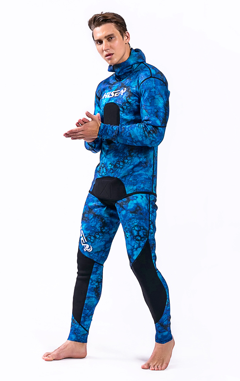 5mm日本yamamoto自由潜伪装猎鱼衣保暖防水迷彩深潜分体打渔衣