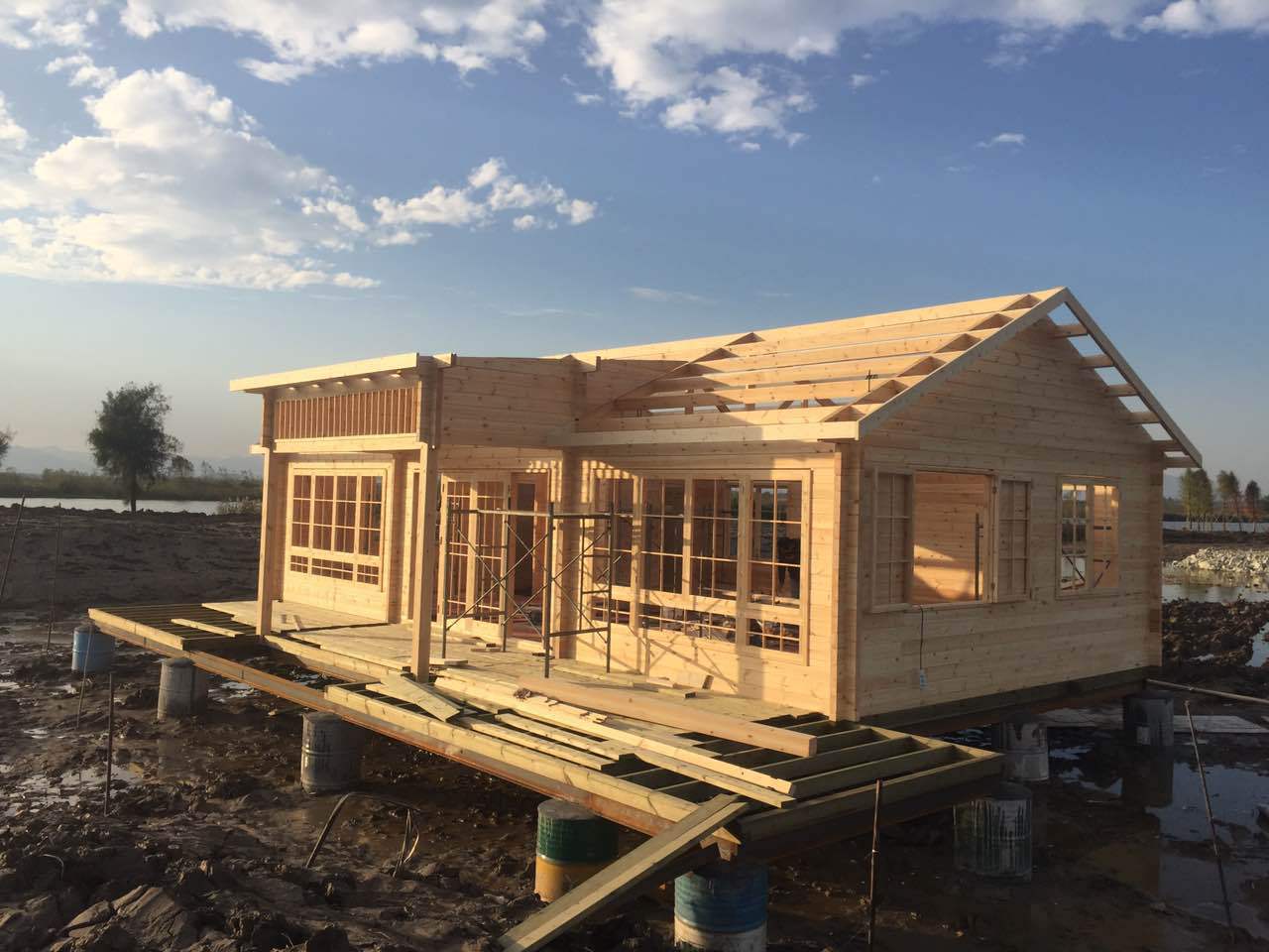 生态木屋旅游游泳池桑拿房木屋别墅