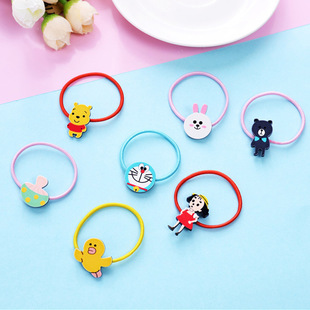 新款韩国儿童橡皮筋发圈可爱萌宝宝发绳糖果色卡通小熊头绳2元店