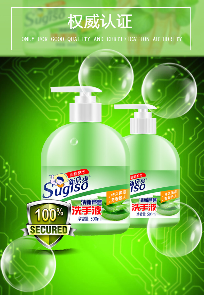 新居爽芦荟洁净护理 洗手液泡沫清洁型自然清新水润保湿持久清香