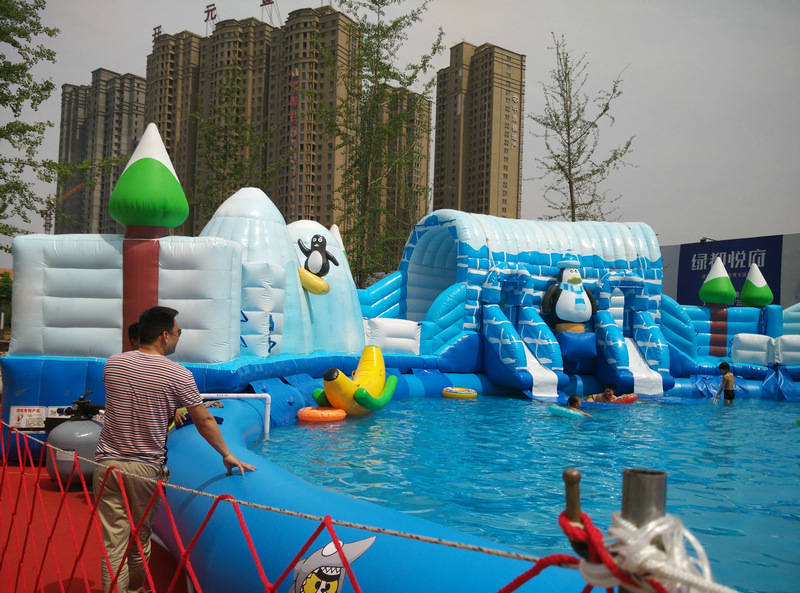 霞光游乐pvc充气水上乐园设施大型户外儿童充气支架泳池水池