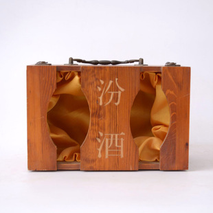 现货镂空雕刻时尚汾酒木盒 厂家直销双支手提酒盒白酒盒可定制