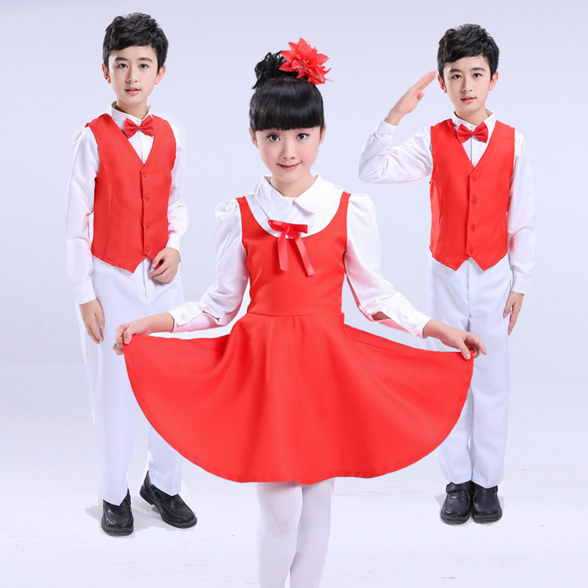 儿童合唱服学生诗朗诵服装红领巾冬季长袖大合唱服装班服包邮