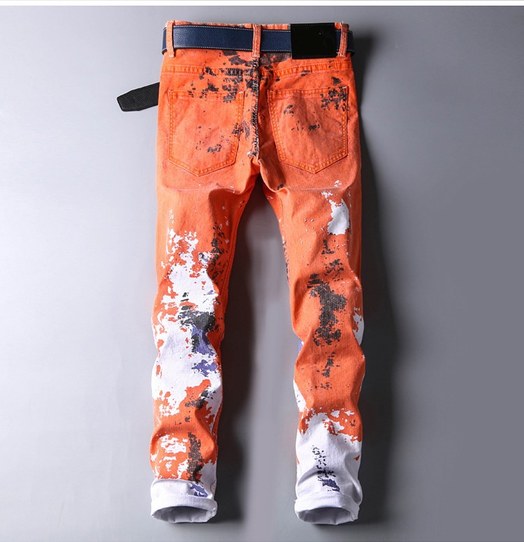 新款韩版涂鸦休闲裤潮男个性印花休闲男裤夜店型男时尚沷墨长裤子