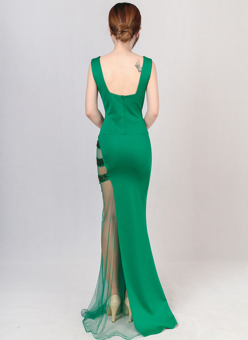 8192#新款性感礼服长款修身网纱镂空透视晚礼服宴会夜场诱惑晚装