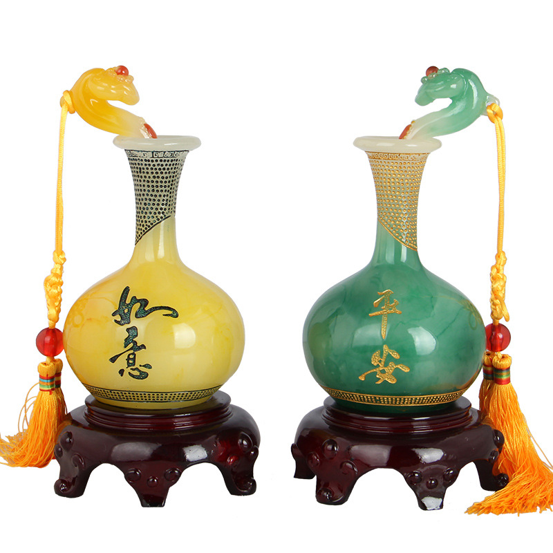 树脂工艺品批发市场热销平安如意花瓶摆件家居酒柜装饰品一件代发