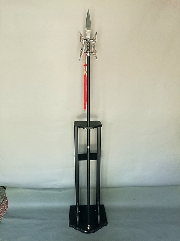 龙泉市刀剑十八般兵器不锈钢黑杆大号三节双月戟未开刃