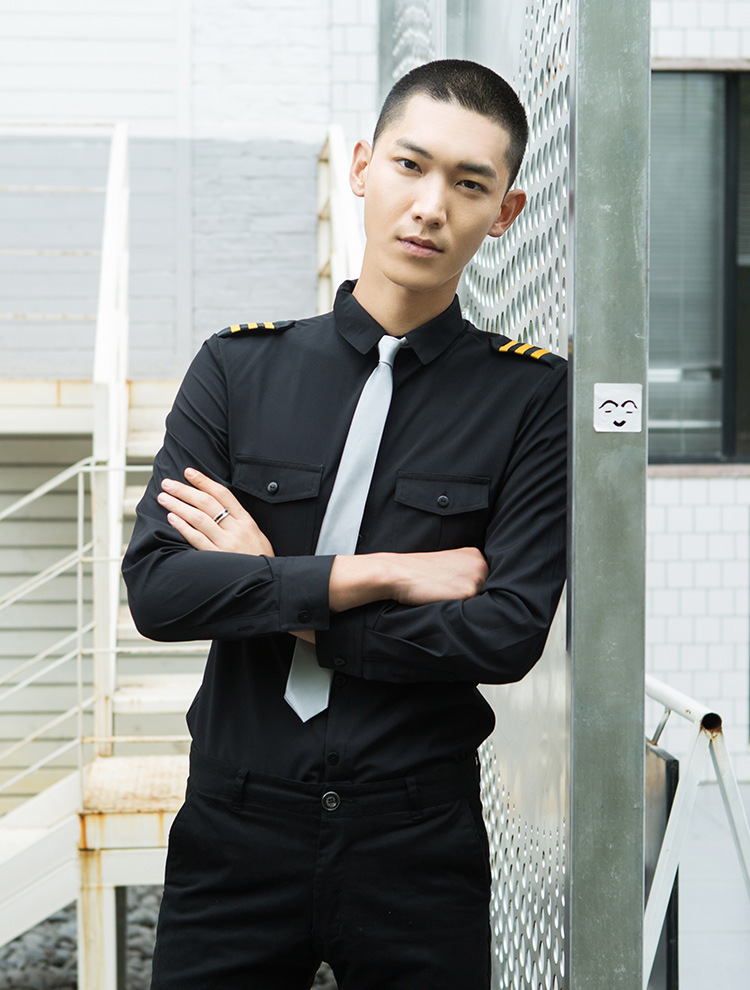 空少服男夜店男装酒吧ktv工作服装发型师飞行员制服修身长袖衬衫