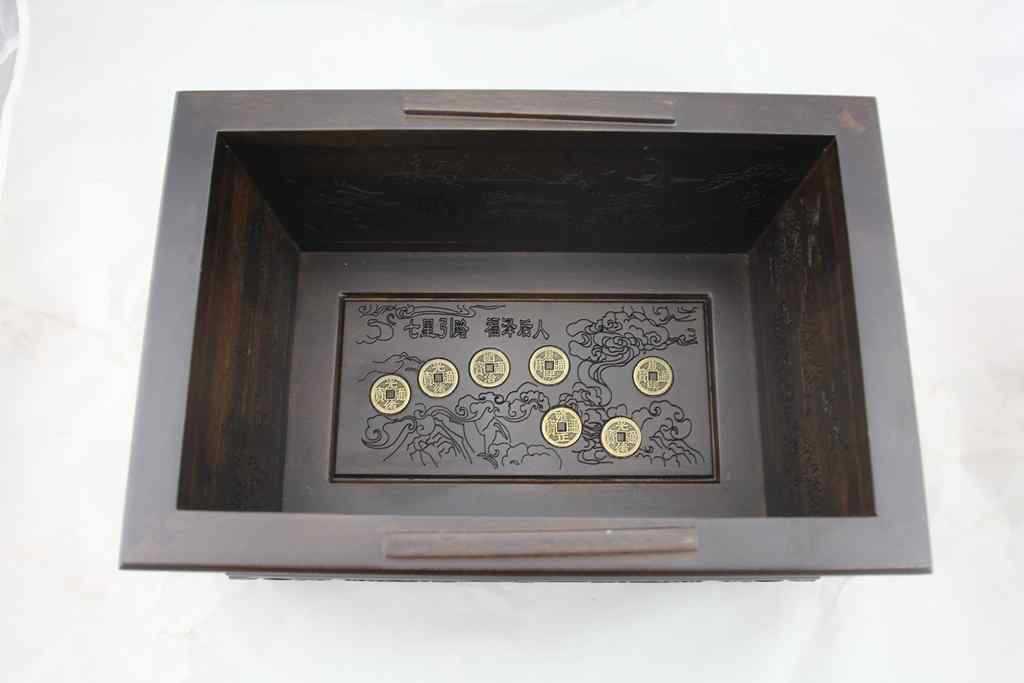 蓬莱仙境黑檀木骨灰盒棺材 混批直供河北骨灰盒厂家批发价   把七星钱