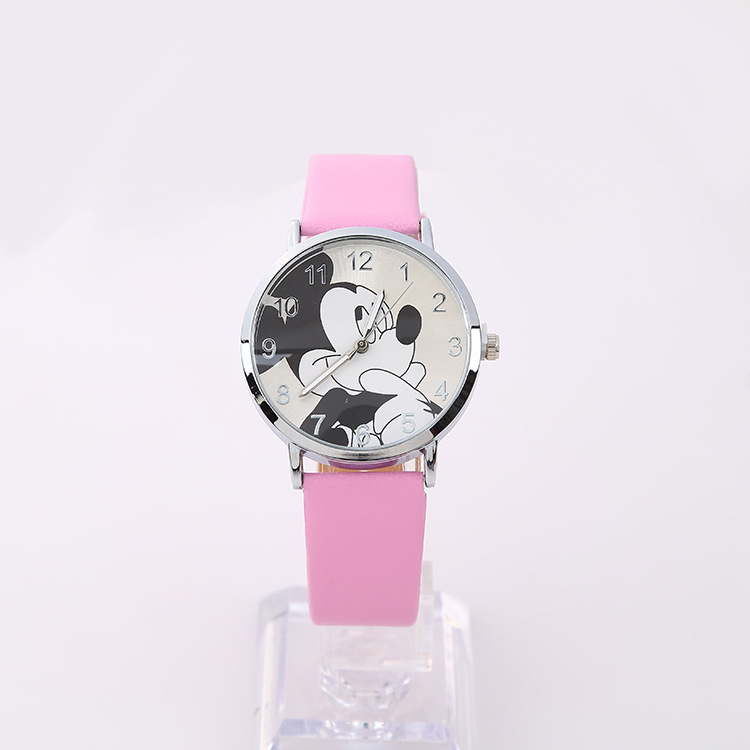 Factory Wholesale Kids Cute Mickey Cartoon Children Watch Hot Selling Mickey Mouse Pu Belt Student Quartz Watch