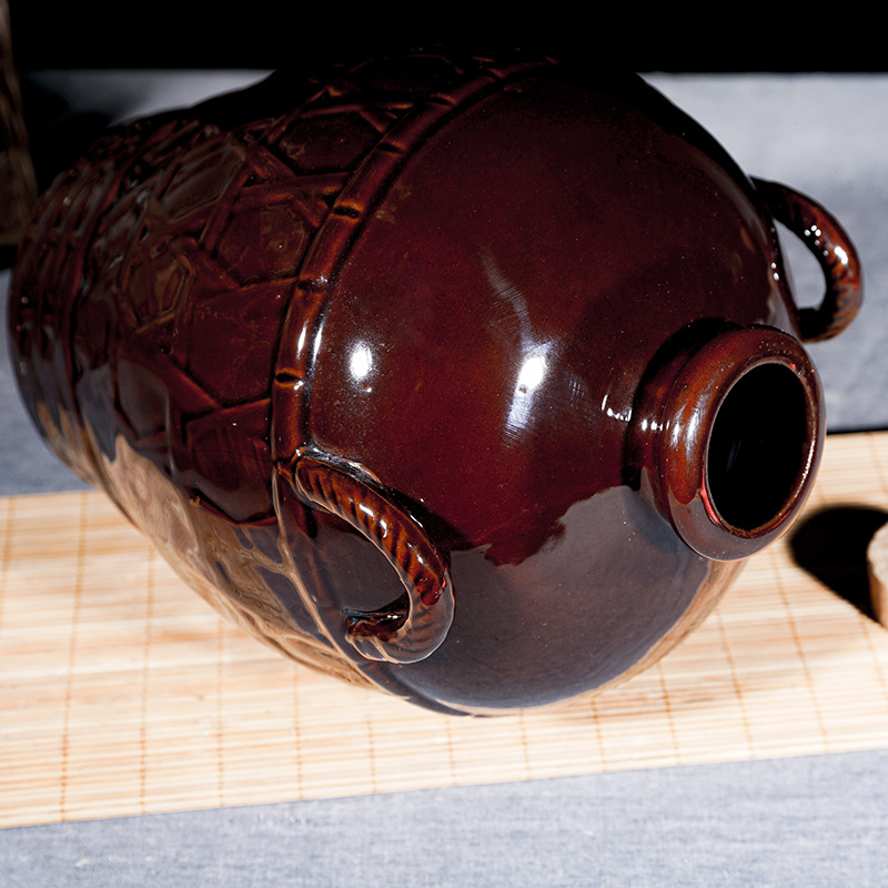 陶瓷存酒坛子粗陶酒字装饰酒壶土陶空泡酒罐酒缸二三五十斤装酒瓶