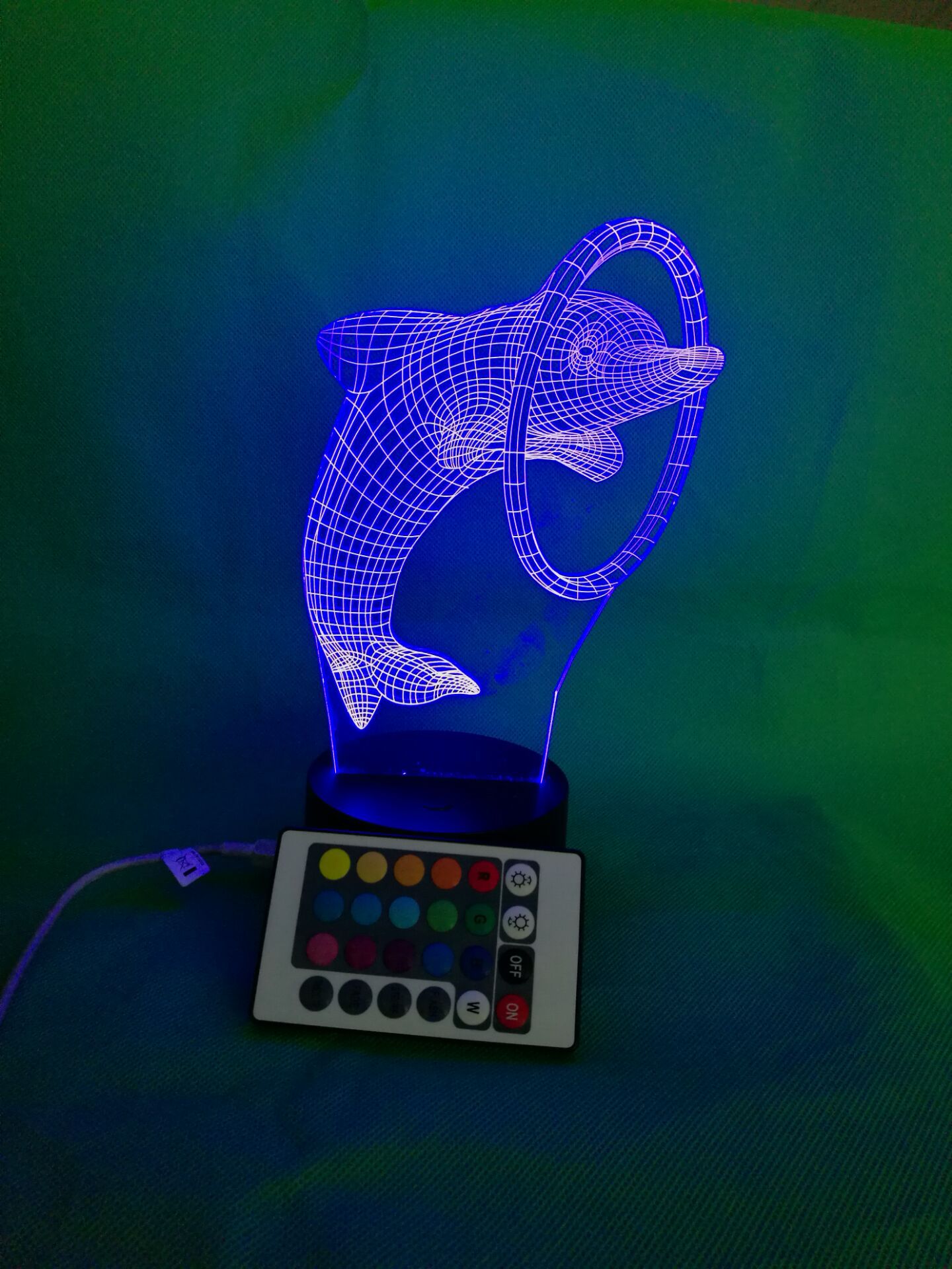 厂家直销遥控海豚3d小夜灯 海豚3d创意台灯 海豚亚克力3d小夜灯