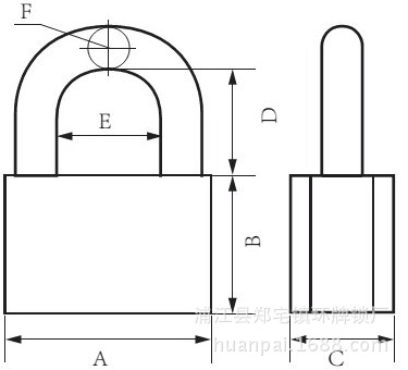 环牌锁业50mm仿铜铁挂锁 钱箱电脑机箱柜门锁 防盗安全锁头批发
