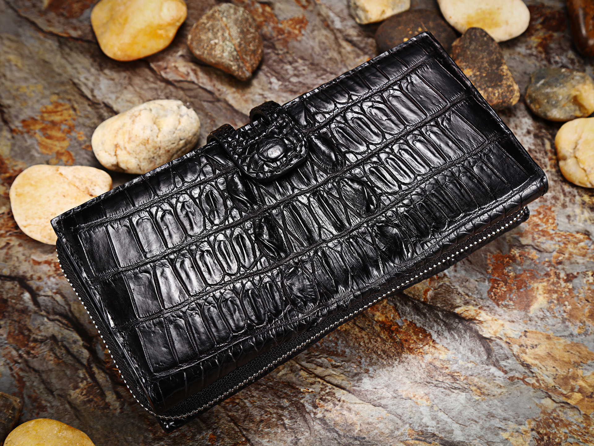 真鳄鱼皮单拉新款时尚长款男女通用钱包 多卡位钱包