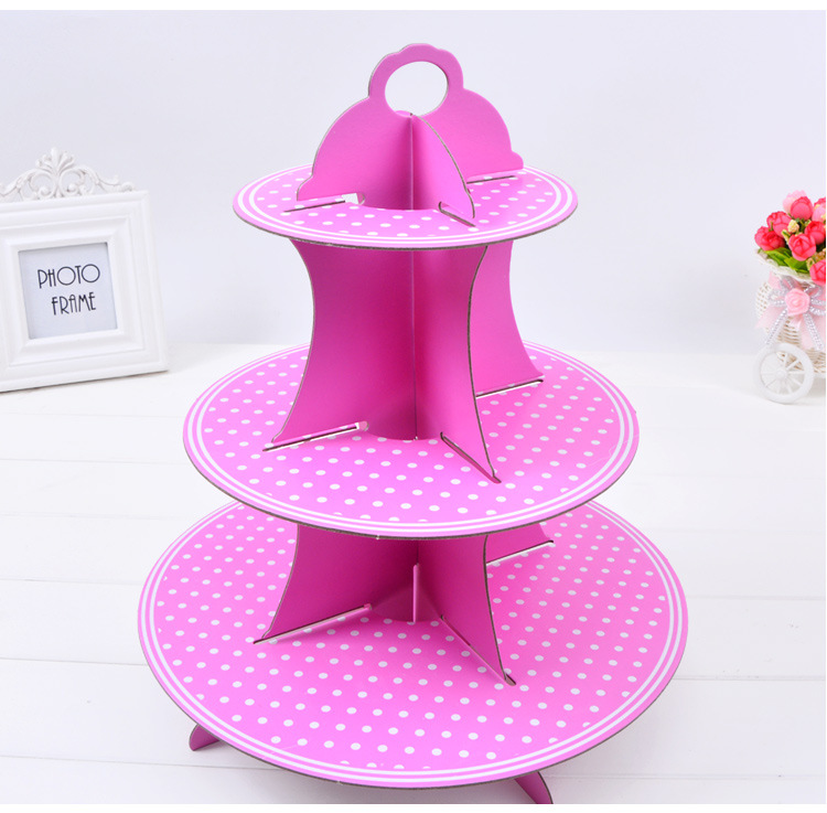 Birthday Party Supplies Paper Cake Rack Three-Layer Birthday Wedding Dessert Bar Layout Foldable Cake Stand Multi-Layer