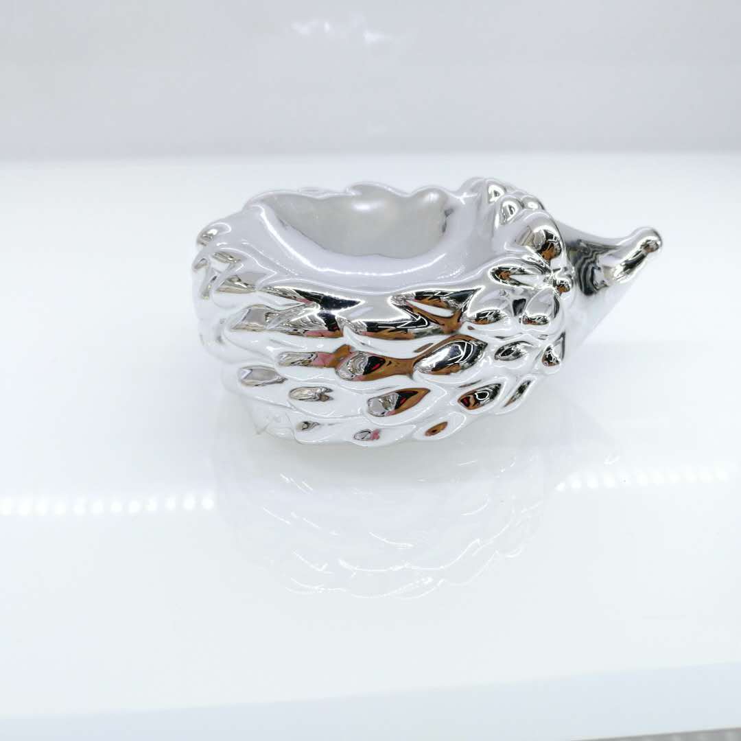 创意礼品陶瓷镀银小刺猬家居小摆件