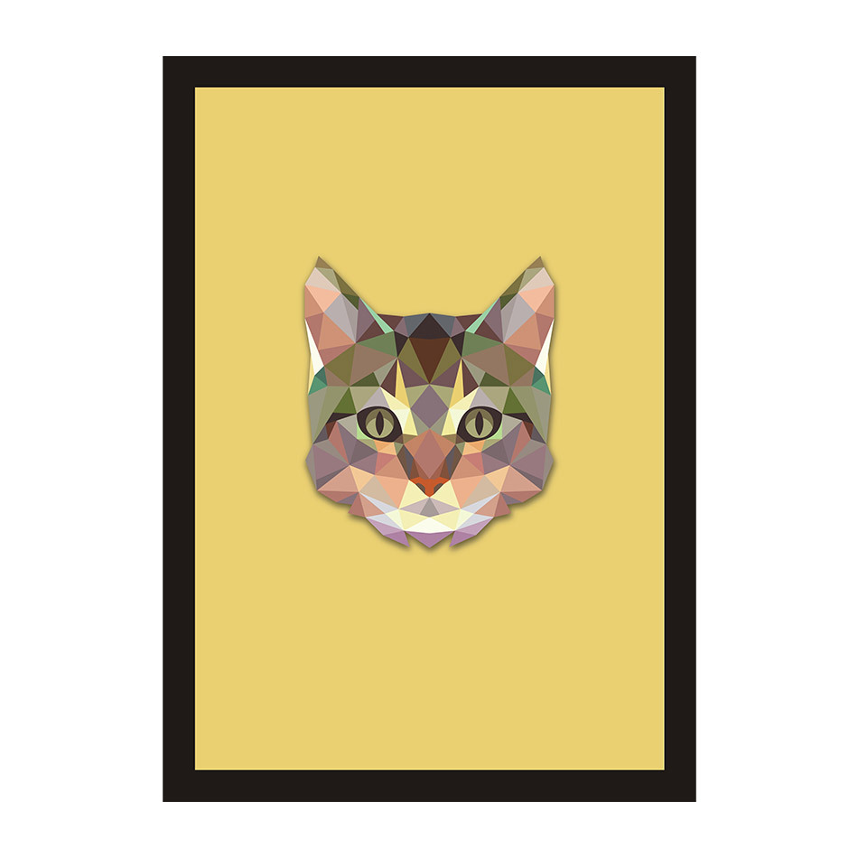 拼色几何抽象动物猫头装饰画儿童房幼儿园墙壁画创意家居挂画画芯