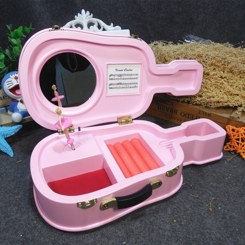 Rotating Dancing Girl Jewelry Music Box Wind-up Spring Music Box with Mirror Violin Music Box