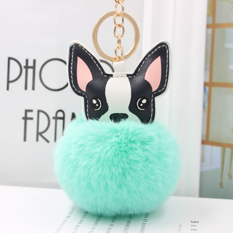 Koorol Fur Cartoon Puppy Fur Ball Keychain Creative Plush Handbag Pendant Imitation Rex Rabbit Furry Ball Decorations