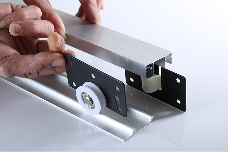 衣柜推拉门配件滑门轨道免开槽移门拉门滑轨柜门趟门轮上下轨导轨