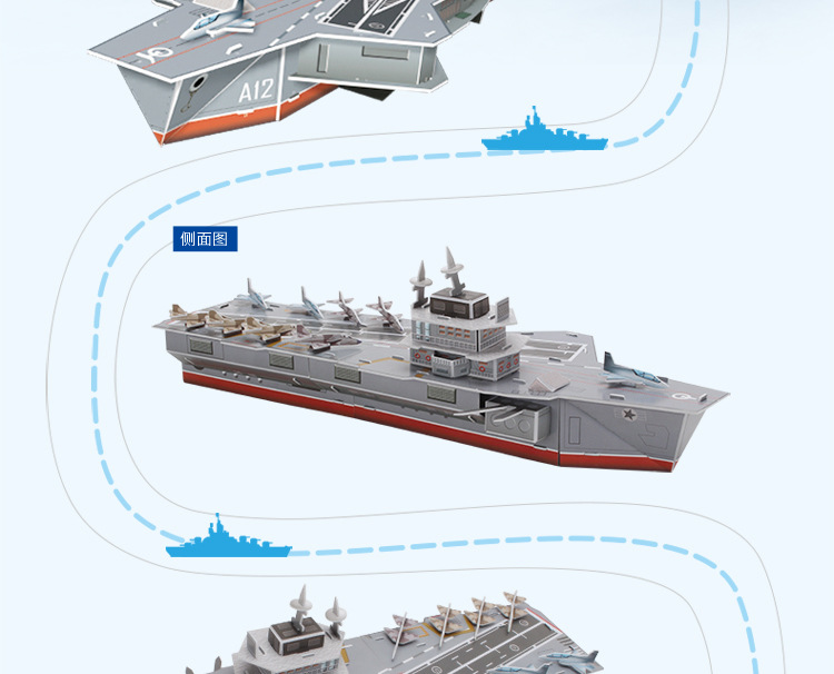 乐立方航母立体3d纸模拼图创意航母军舰航空母舰模型儿童玩具_义乌市
