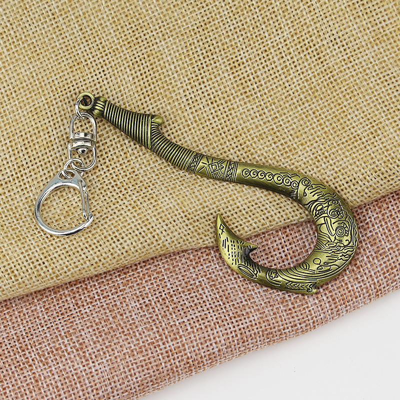 海洋奇缘 莫阿娜船桨特菲提之心螺旋项链 毛伊魔法鱼钩子钥匙扣