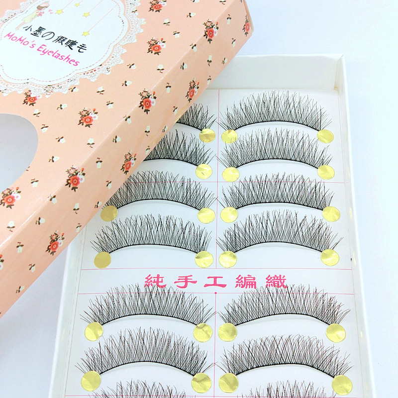 Small Ink Handmade False Eyelashes D52 Cotton Stem Nude Makeup Natural Realistic Eyelash 10 Pairs Wholesale