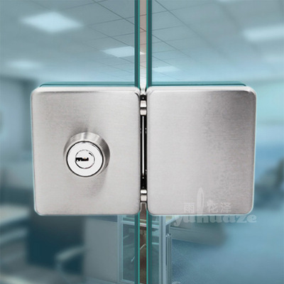 雨花泽玻璃门锁双门双开方型移门锁不锈钢玻璃锁防盗门锁房门锁具