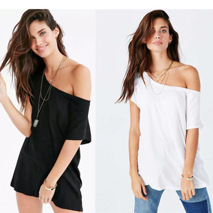 t恤 短袖 女斜肩