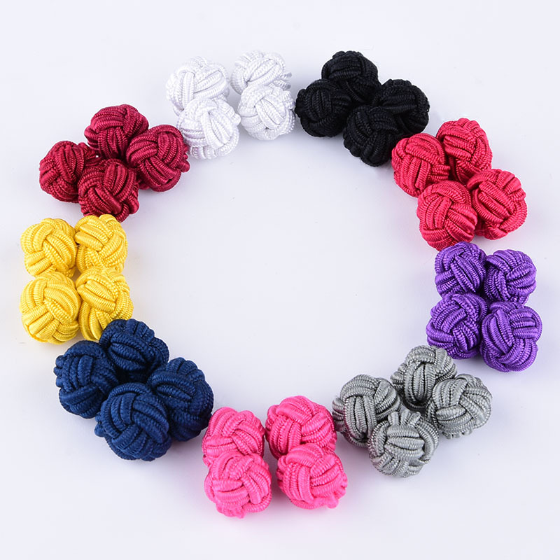 特色绳结扣中国结麻花时尚男士衬衣袖扣纯色编织线扣z2001