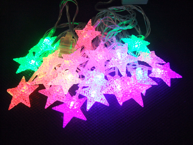 带图案五星led彩灯圣诞装饰小夜灯插电七彩闪光串灯摆件道具批发