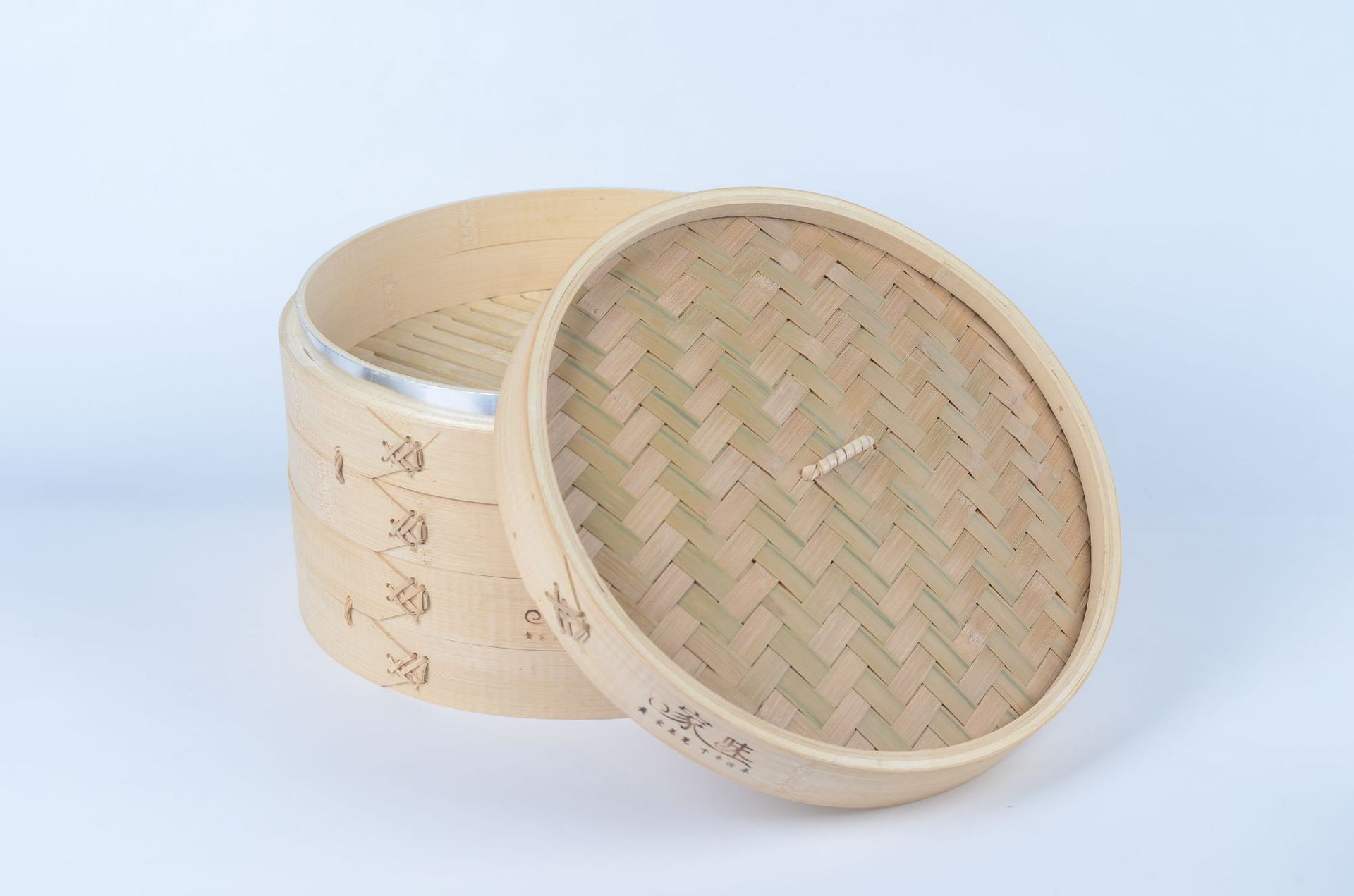 家味蒸笼家用竹蒸笼铝口加深加高竹制笼屉蒸格蒸笼盖