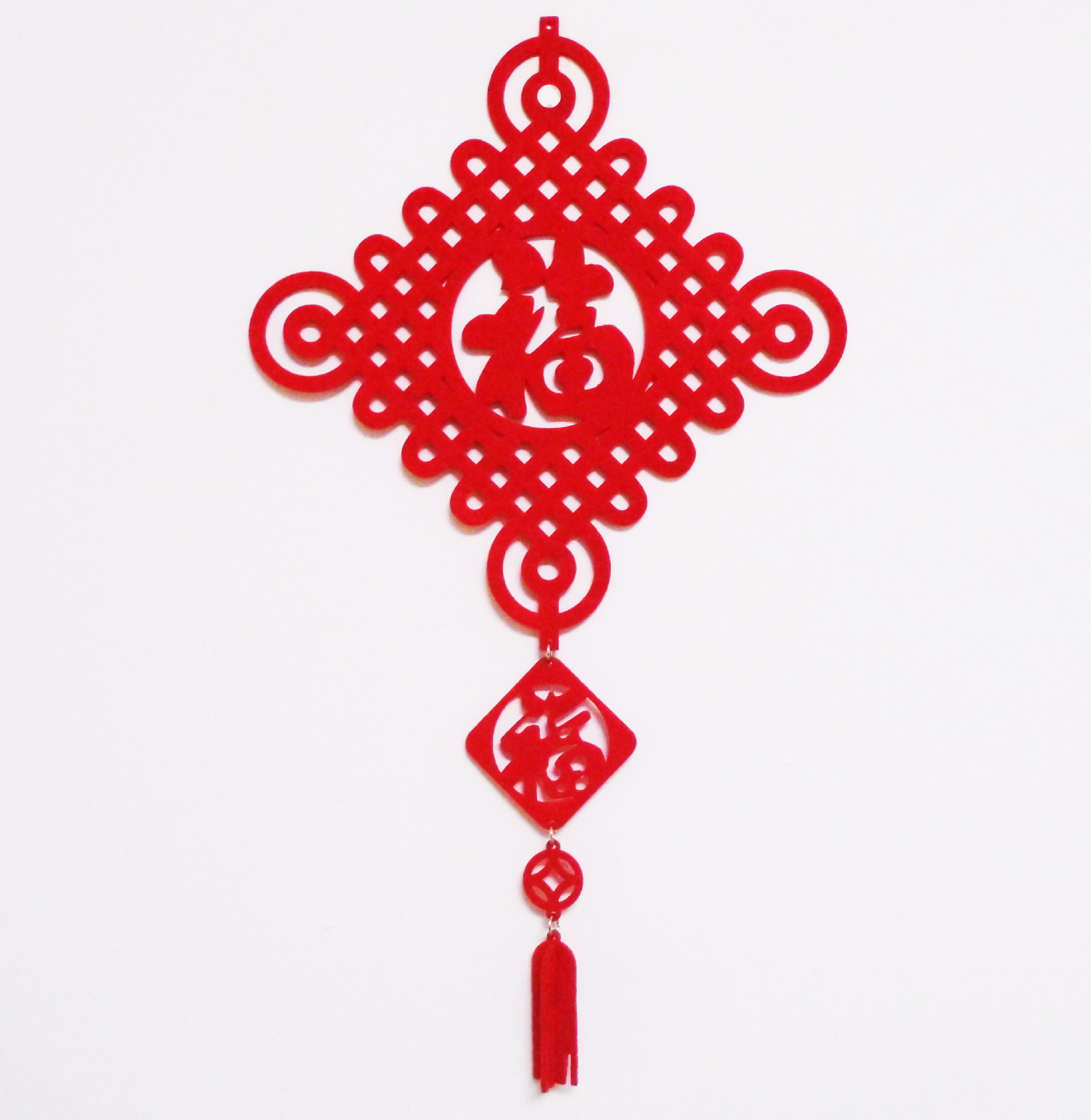 新款过新年喜庆装饰挂件中国结福字定制中国结挂饰毛毡材质