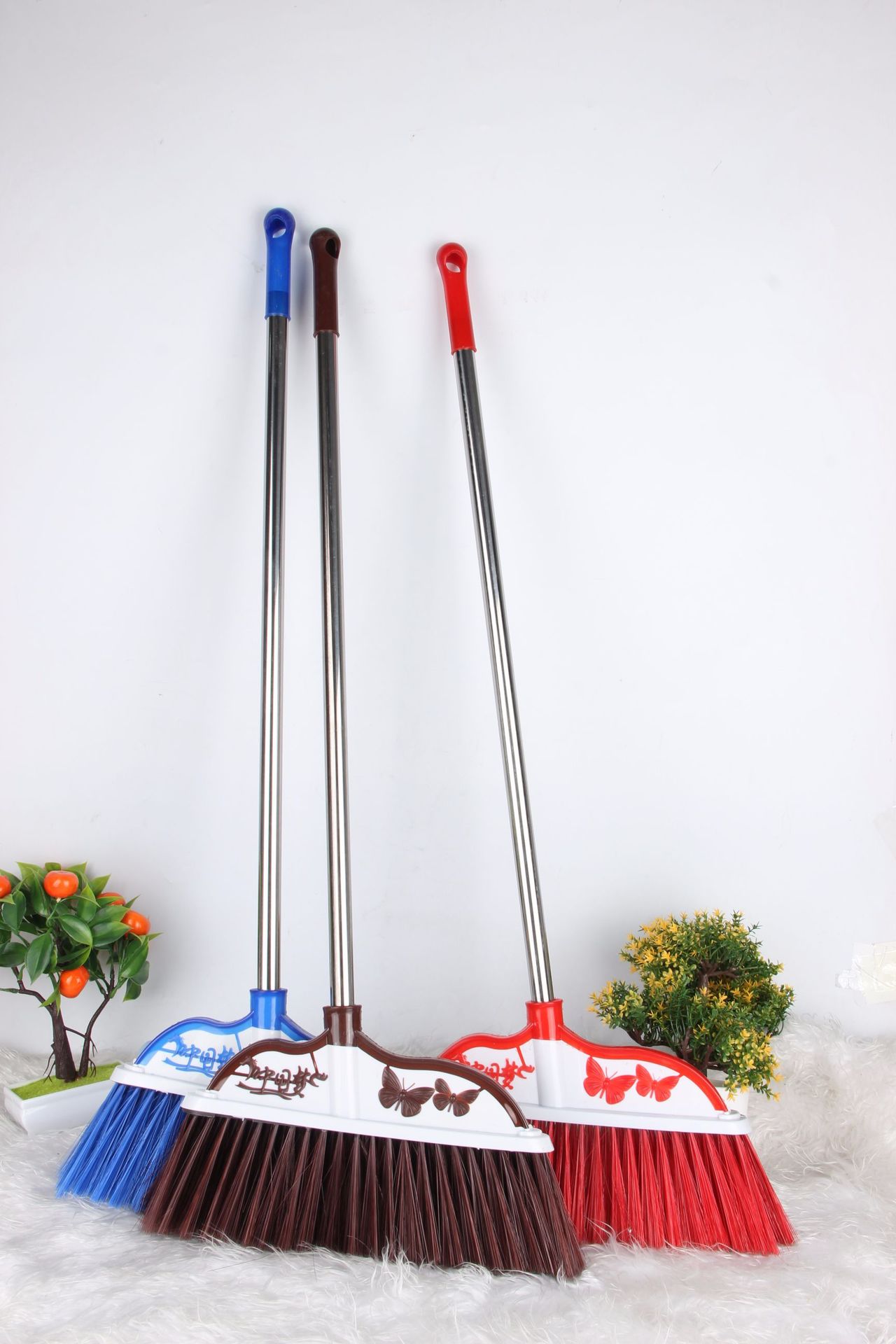 1324大号蝴蝶扫把不锈钢杆扫帚 5元店货源批发礼品批发日用百货
