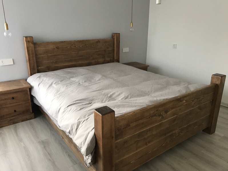 包邮实木仿古做旧单 双人大床 松木床